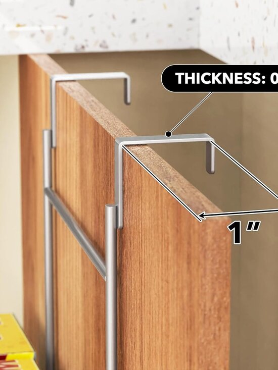 Over Cabinet Door Organizer, 12.5"Wx3.75"Dx18"H, Mesh Silver - Picture 7 of 8